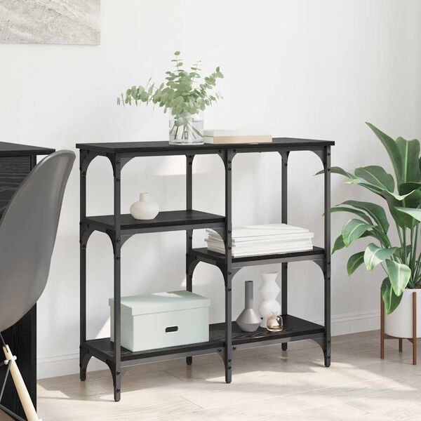 vidaXL met plank met opslag Zwart eiken 80 x 29 x 75 cm Bewerkt hout