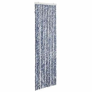 vidaXL Vliegengordijn 56x200 cm chenille blauw en wit