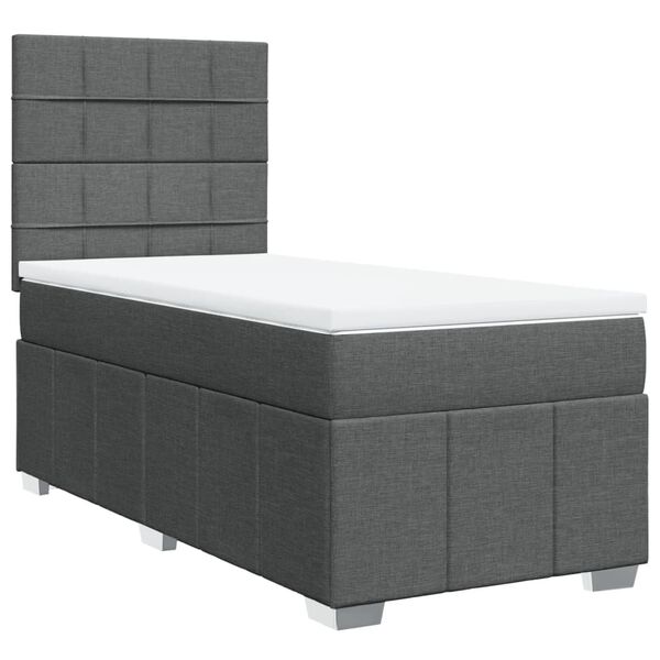 vidaXL Boxspring met matras stof donkergrijs 90x190 cm