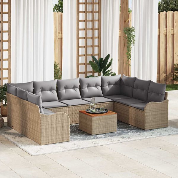 vidaXL Tuin Sofa Set 10 pcs beige en lichtgrijs