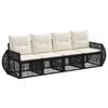 vidaXL Tuinbankenset 4 pcs Zwart en Cream Wit poly rattan