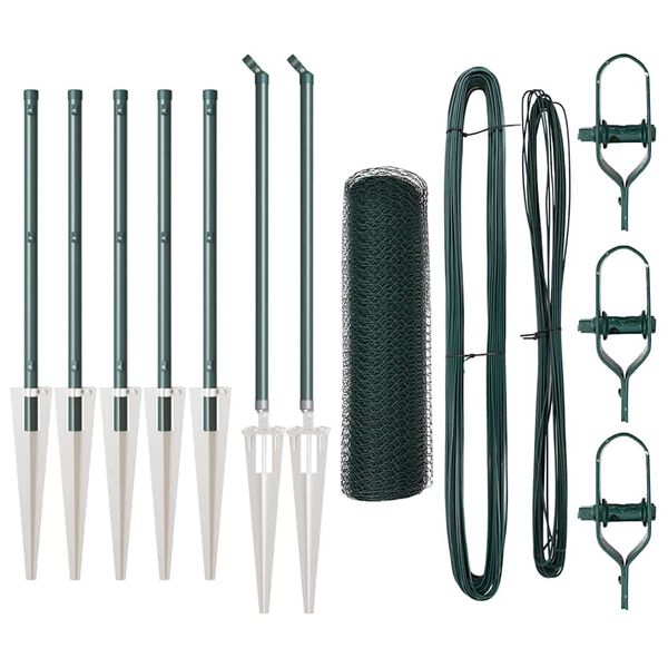 vidaXL Afrasteringspaal Groen 10 x 0,6 m (13 mm gaas) Staal en PVC