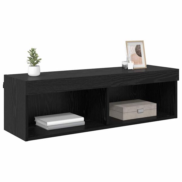 vidaXL TV-wandkast Panama Zwart Eiken 100 x 30 x 30 cm Bewerkt hout