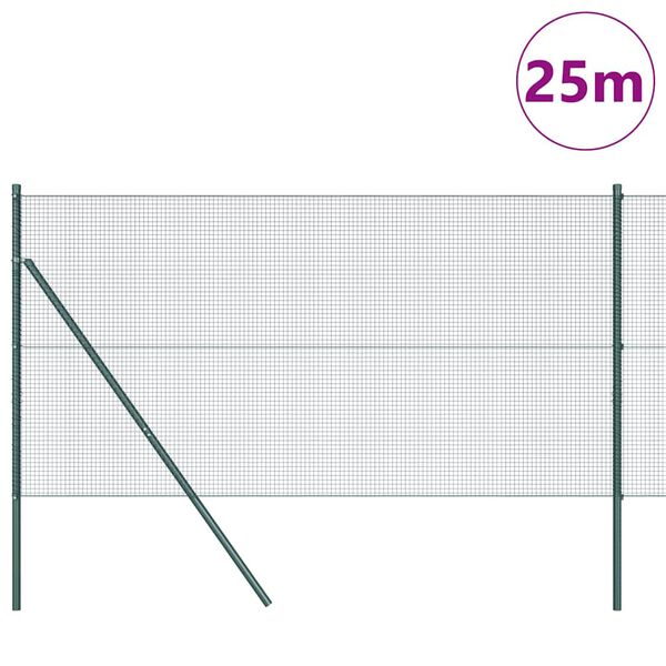 vidaXL Afrasteringspaal Groen 25 x 1 m (16 x 16 mm gaas) Staal