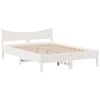vidaXL Bedframe met hoofdbord massief grenenhout wit 135x190 cm