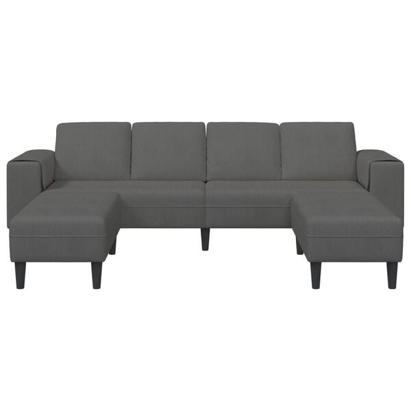 vidaXL Bank met kussen Donkergrijs 250 x 188 x 76 cm Katoen Stof
