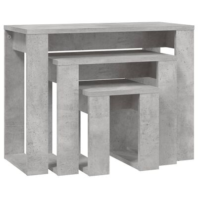 vidaXL 3-delige Tafeltjesset bewerkt hout betongrijs