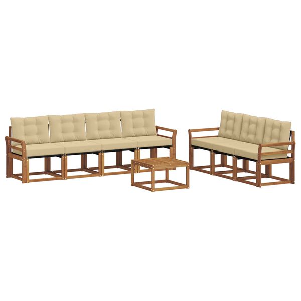 vidaXL Buiten bankenset met kussen 8 pcs Natuurlijk en Beige