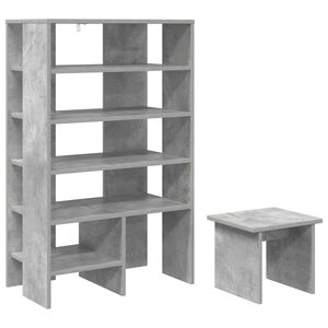 vidaXL Schoenenkast met plank 2 pcs Beton Grijs Bewerkt hout