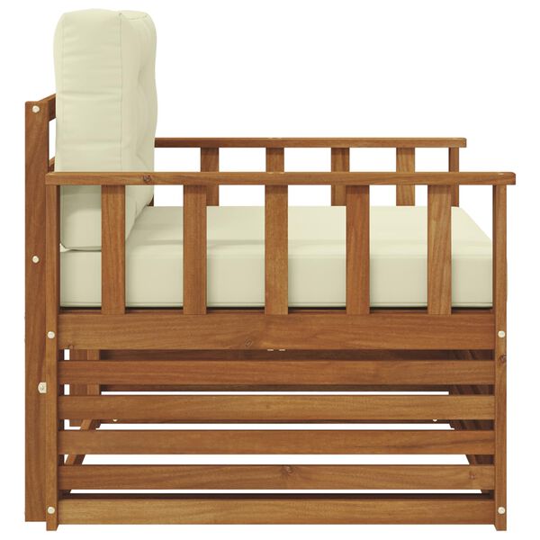 vidaXL Buiten bankenset Massief Acaciahout en Polyester Naturel