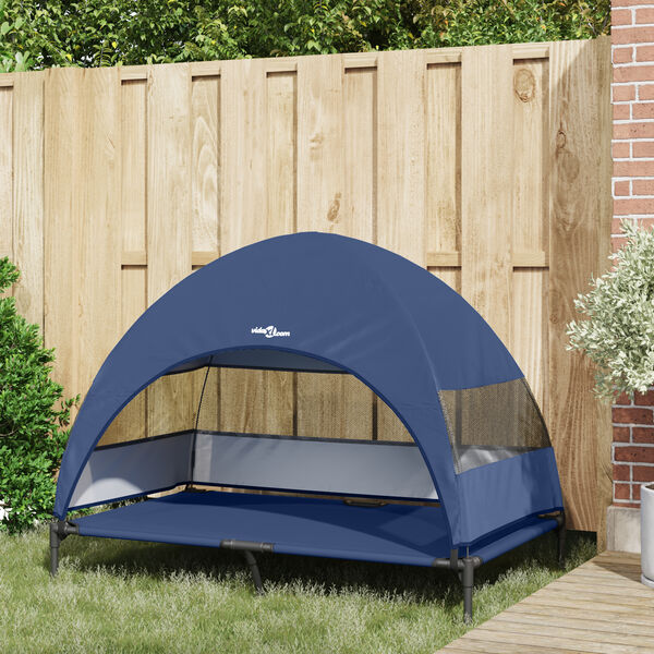 vidaXL Verhoogd Hondenbed Marineblauw 127 x 81 x 108 cm Stof en Staal
