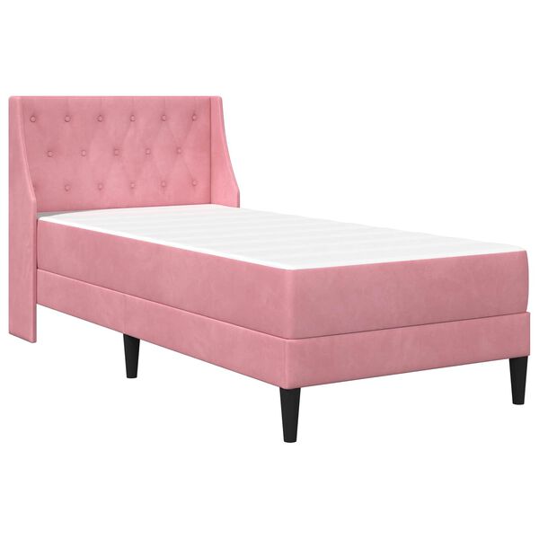 vidaXL Bedframe met matras met matras Roze 80 x 200 cm Fluweel