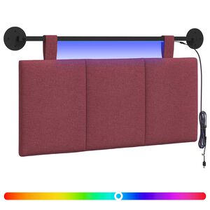 vidaXL Hangend hoofdbord Met LED-verlichting Wijnrood Stof