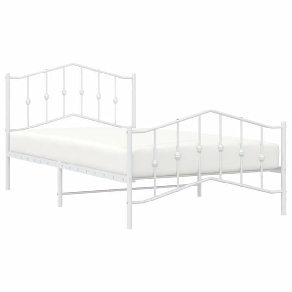 vidaXL Bedframe met hoofd- en voeteneinde&nbsp;metaal wit 100x200 cm