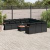 vidaXL 12-delige Loungeset met kussens poly rattan zwart