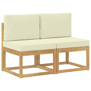 vidaXL 2 st Buiten Midden Sofa Massief Acaciahout Wit