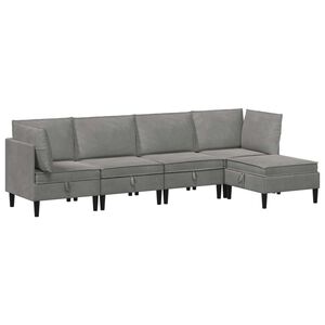 vidaXL Woonkamer Meubelset 5 st Lichtgrijs Fluweel