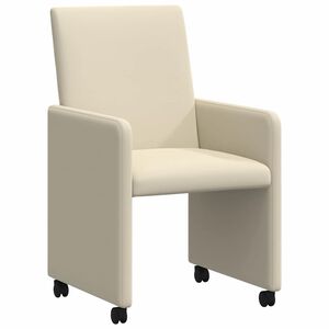 vidaXL Eetkamerstoelen met Wieltjes 2 pcs Cr&egrave;me 57 x 66 x 94 cm