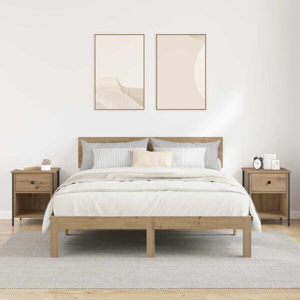 vidaXL Nachtkastje 2 pcs Artisan Eiken 40 x 42 x 50 cm Bewerkt hout