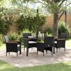 vidaXL Tuin eettafelset met kussen 5 pcs Zwart poly rattan