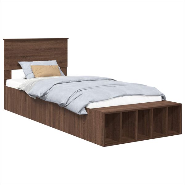 vidaXL Bedframe met plank Bruin Eiken 100 x 200 cm Bewerkt hout
