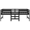 vidaXL Bed halfhoog massief grenenhout zwart 90x200 cm