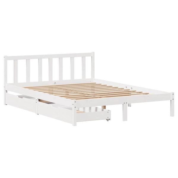 vidaXL Bedframe zonder matras massief grenenhout wit 150x200 cm
