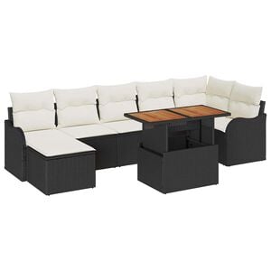 vidaXL Tuin Sofa Set met kussen met opslag 8 pcs Zwart en cr&egrave;me