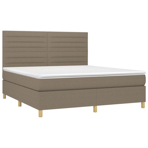 vidaXL Boxspring met matras en LED stof taupe 160x200 cm