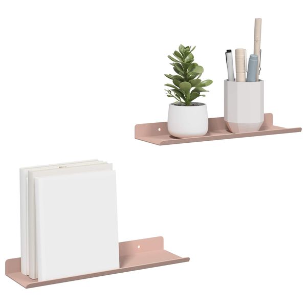 vidaXL Drijvende plank Wandgemonteerd 2 pcs Roze 30 x 9 x 2,5 cm Staal