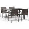 vidaXL 5-delige Tuinset met kussens poly rattan en staal