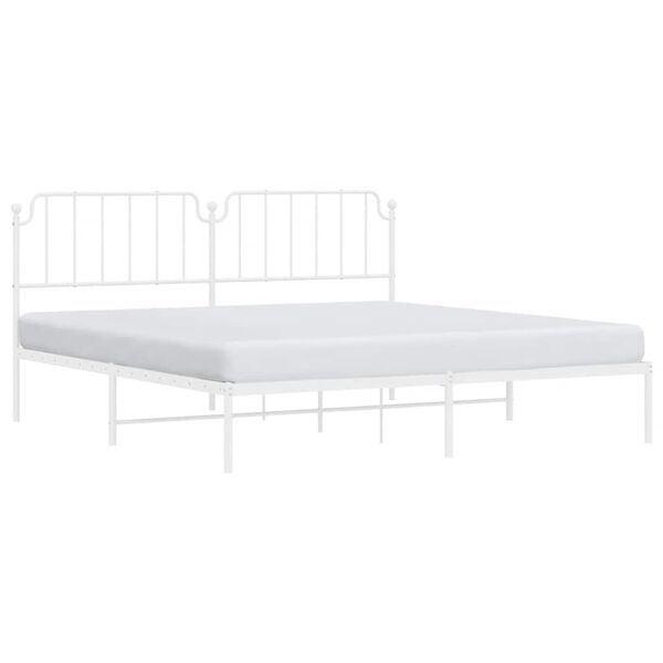 vidaXL Bedframe met hoofdbord metaal wit 193x203 cm