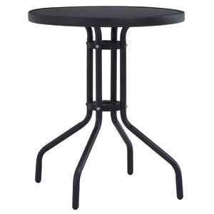 vidaXL Tuintafel 80 cm staal en glas zwart