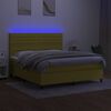 vidaXL Boxspring met matras en LED stof groen 160x200 cm