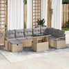 vidaXL Tuin Sofa Set met kussen met opslag 9 pcs Beige Poly riet