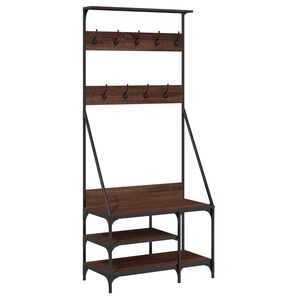 vidaXL Kledingrek met schoenenrek 80x40x184 cm bruin eikenkleur