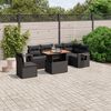 vidaXL 7-delige Loungeset met kussens poly rattan zwart