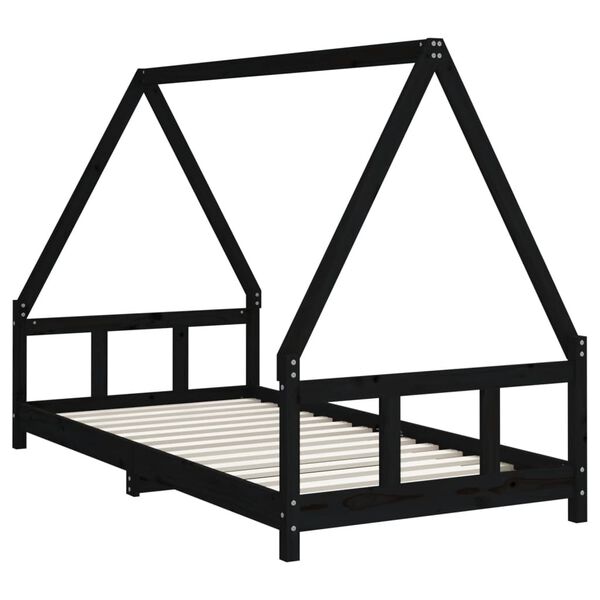 vidaXL Kinderbedframe 90x190 cm massief grenenhout zwart
