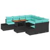 vidaXL Tuin Eetset 9 st 8-Aantal zitplaatsen Zwart en Blauwgroen