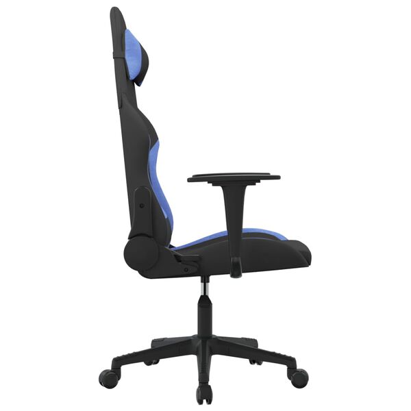 vidaXL Massage gamestoel stof zwart en blauw