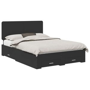 vidaXL Bedframe met hoofdeinde Zwart 150 x 200 cm Bewerkt hout