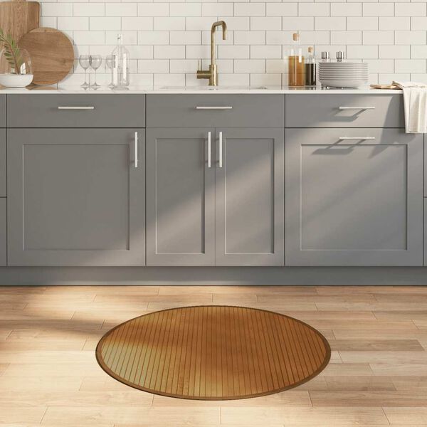 vidaXL Vloerkleed rond 80 cm bamboe bruin