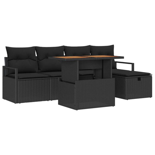 vidaXL Tuin Sofa Set 6 pcs Zwart poly rattan