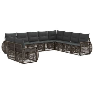 vidaXL Tuinbankenset 10 st Grijs en Donkergrijs poly rattan