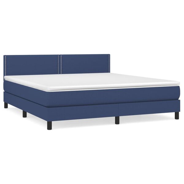 vidaXL Boxspring met matras stof blauw 180x200 cm