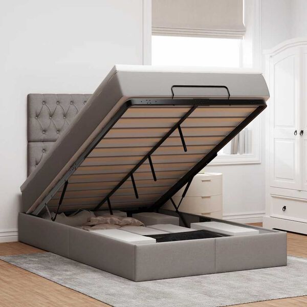 vidaXL Ottoman bed met matras en LED's 120x200cm stof taupe