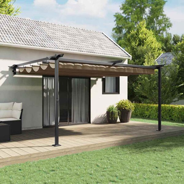 vidaXL Wandgemonteerde Pergola Taupe Staal