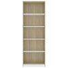 vidaXL Boekenkast met 5 schappen 60x24x175cm bewerkt hout wit en eiken