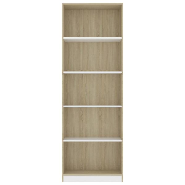 vidaXL Boekenkast met 5 schappen 60x24x175cm bewerkt hout wit en eiken