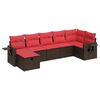 vidaXL 7-delige Loungeset met kussens poly rattan bruin